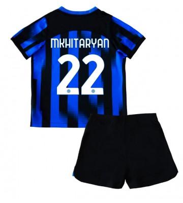 Inter Milan Henrikh Mkhitaryan #22 Primera Equipación Niños 2023-24 Manga Corta (+ Pantalones cortos)